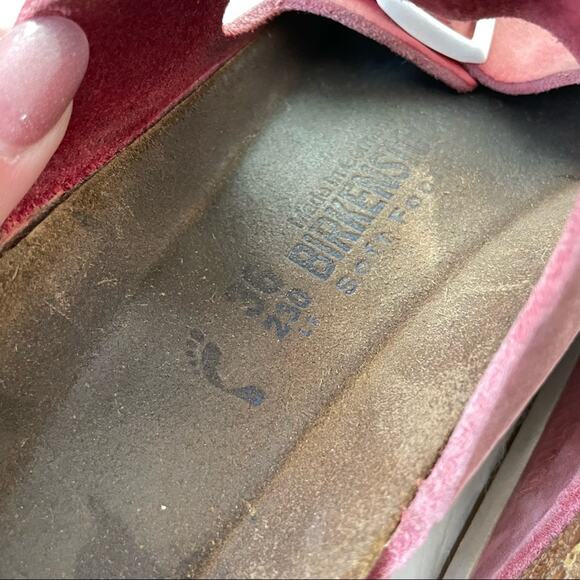 Birkenstock | Unisex Arizona Red Suede Soft Bed Sandals Sport Rubber Sole Size 5 - Picture 10 of 10